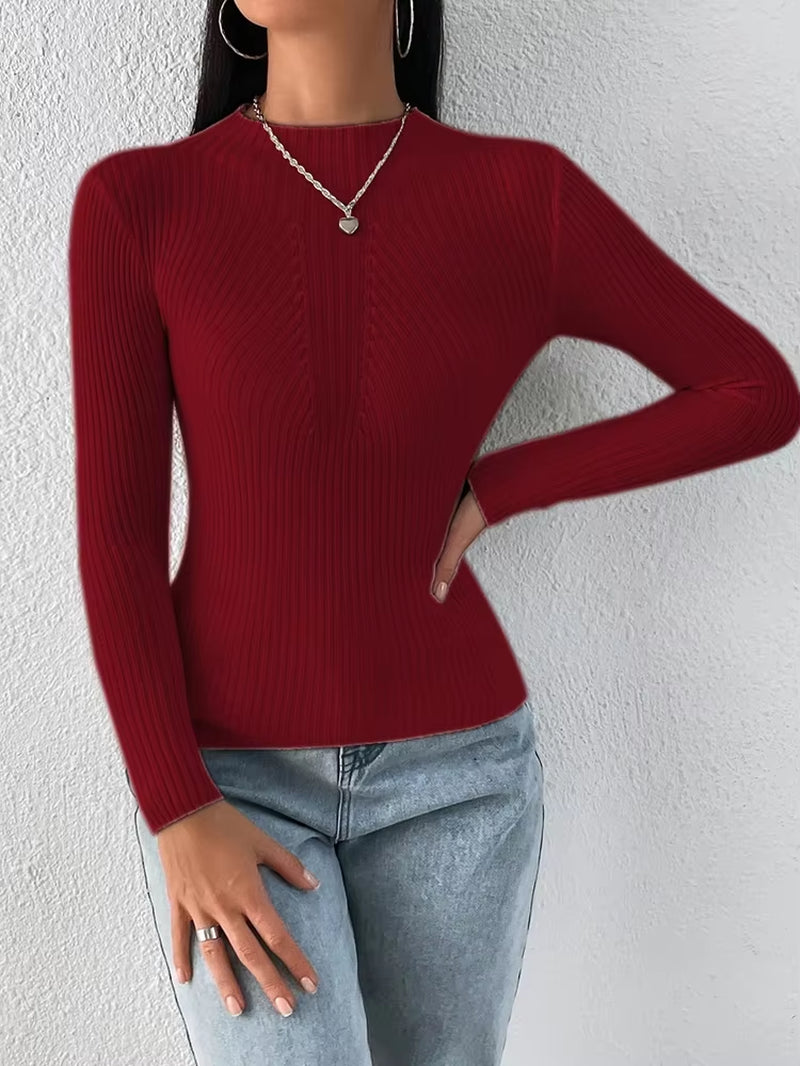 Solid White and Black Tops Sweaters 2025 Autumn Winter Long Sleeve Turtleneck Pullovers Fashion Womens Sweaters Femme Clothing